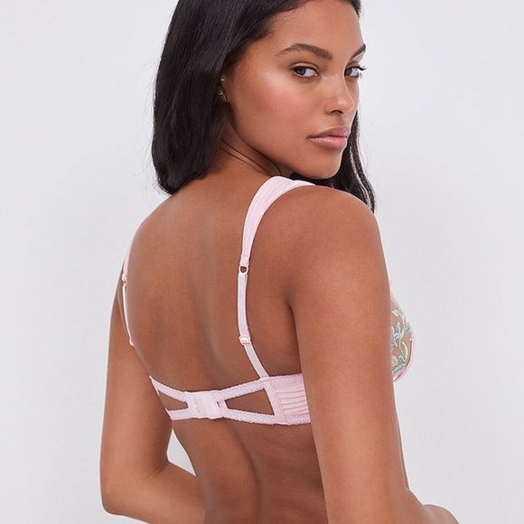 For Love And Lemons Pink Floral Embroidered Bra - Picture 2 of 8